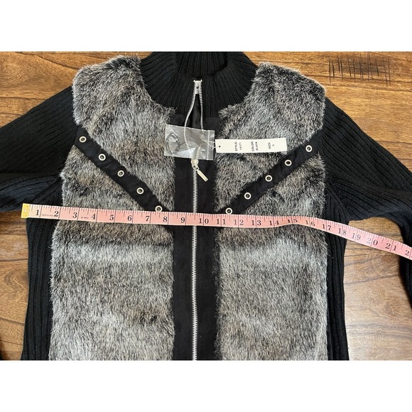 Carducci Womens Zip Up Jacket Size Small Black With Buckles Fuzzy - Picture 6 of 9